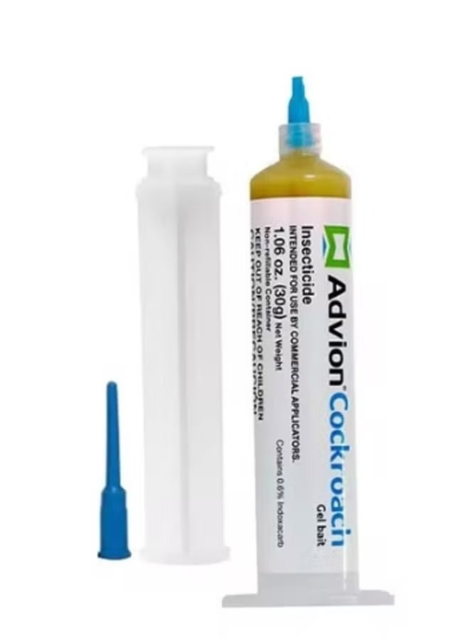 Advion 30g Cockroach Gel with Plunger & Tip – For German, American & Household Roaches – 1 Pack